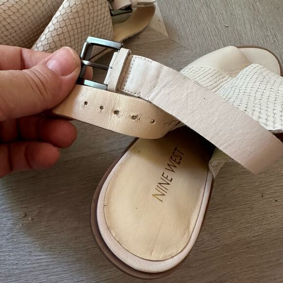 Nine West Pickens Leather Peep Toe Slingback Heels Sandals Shoes 9 Ivory Cream - Picture 6 of 10